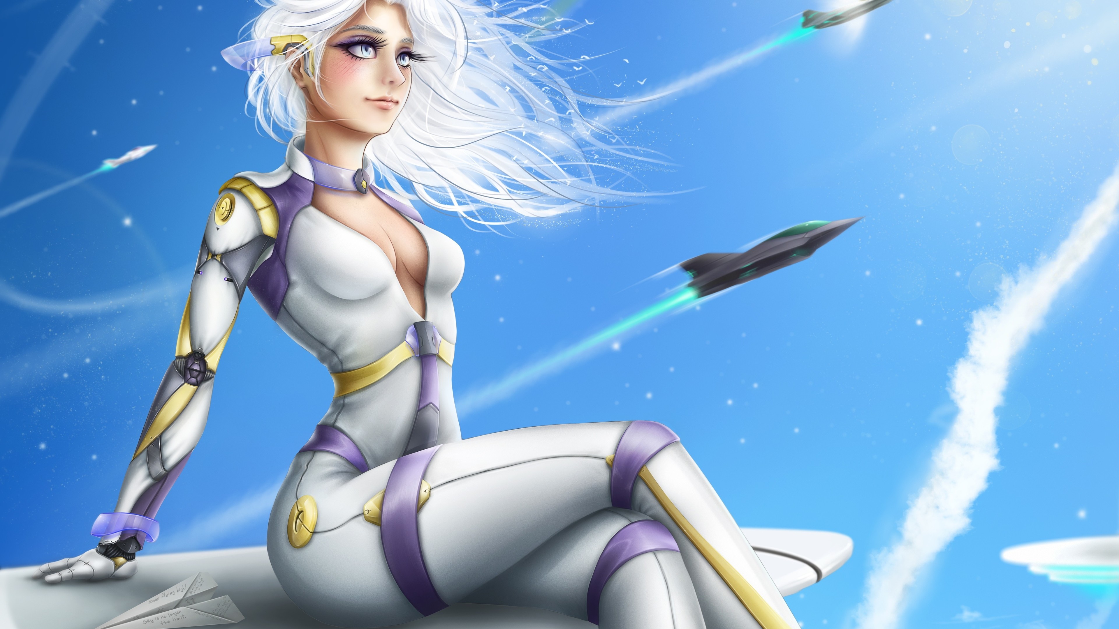 future rocket plane fantasy anime girl 1541974095