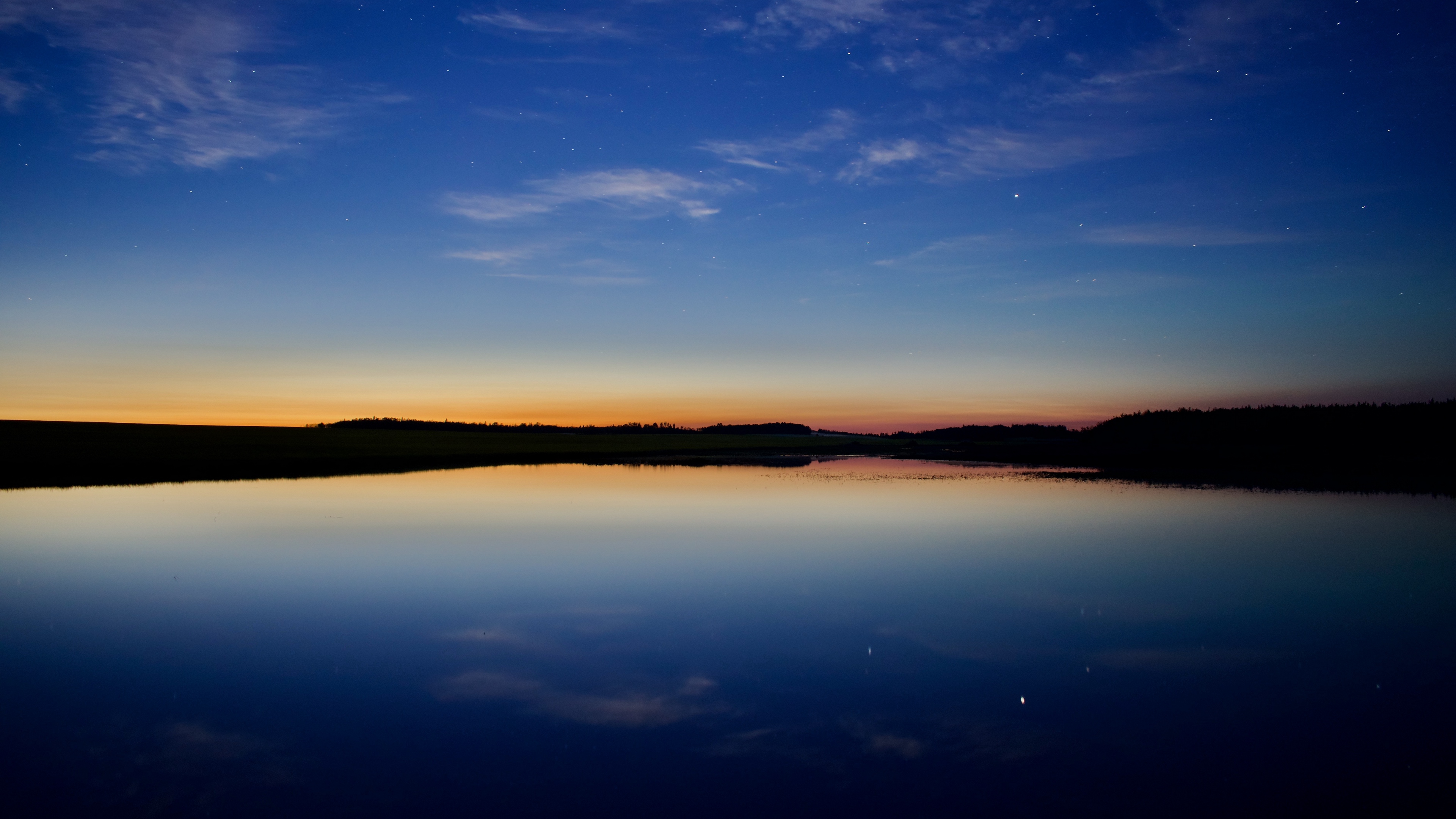 horizon river clouds 4k 1541117400