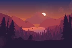 lake forest mountains illustration 4k 1541970917