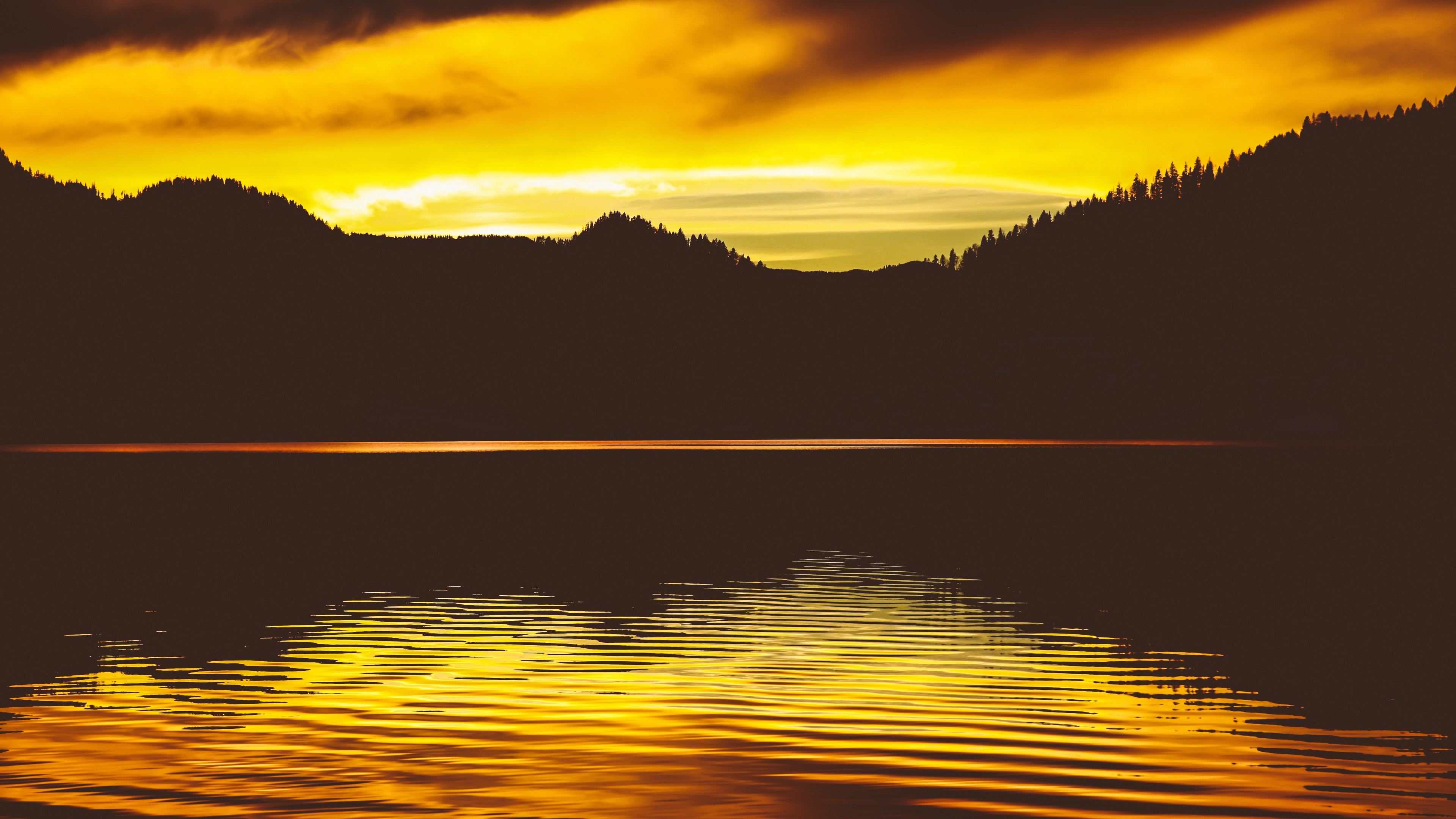 lake sunset skyline sky reflection 4k 1541115500