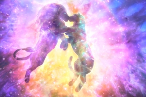 lion lioness kiss silhouettes space starry sky 4k 1541971381