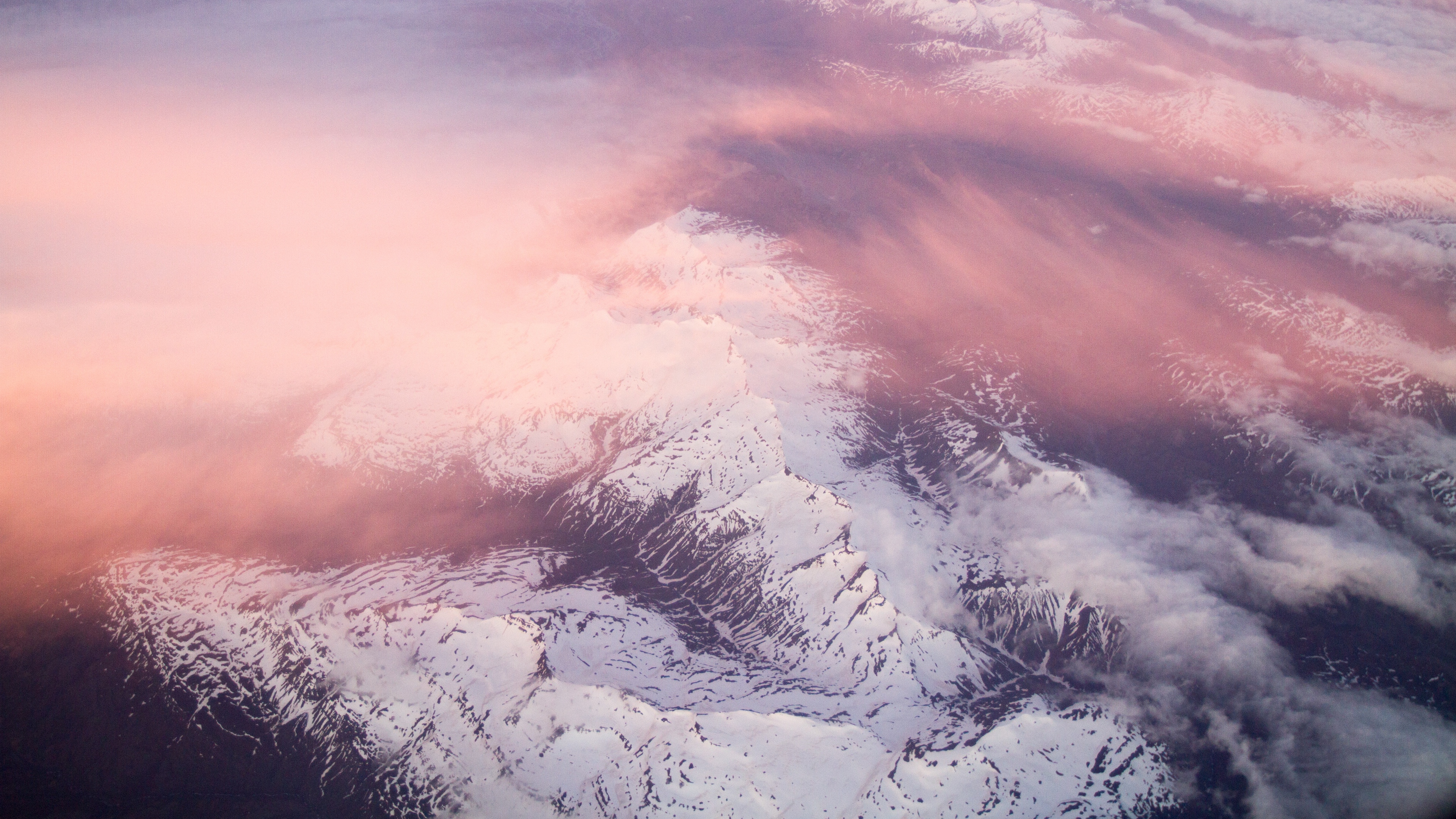 mountains clouds peaks pink 4k 1541116870