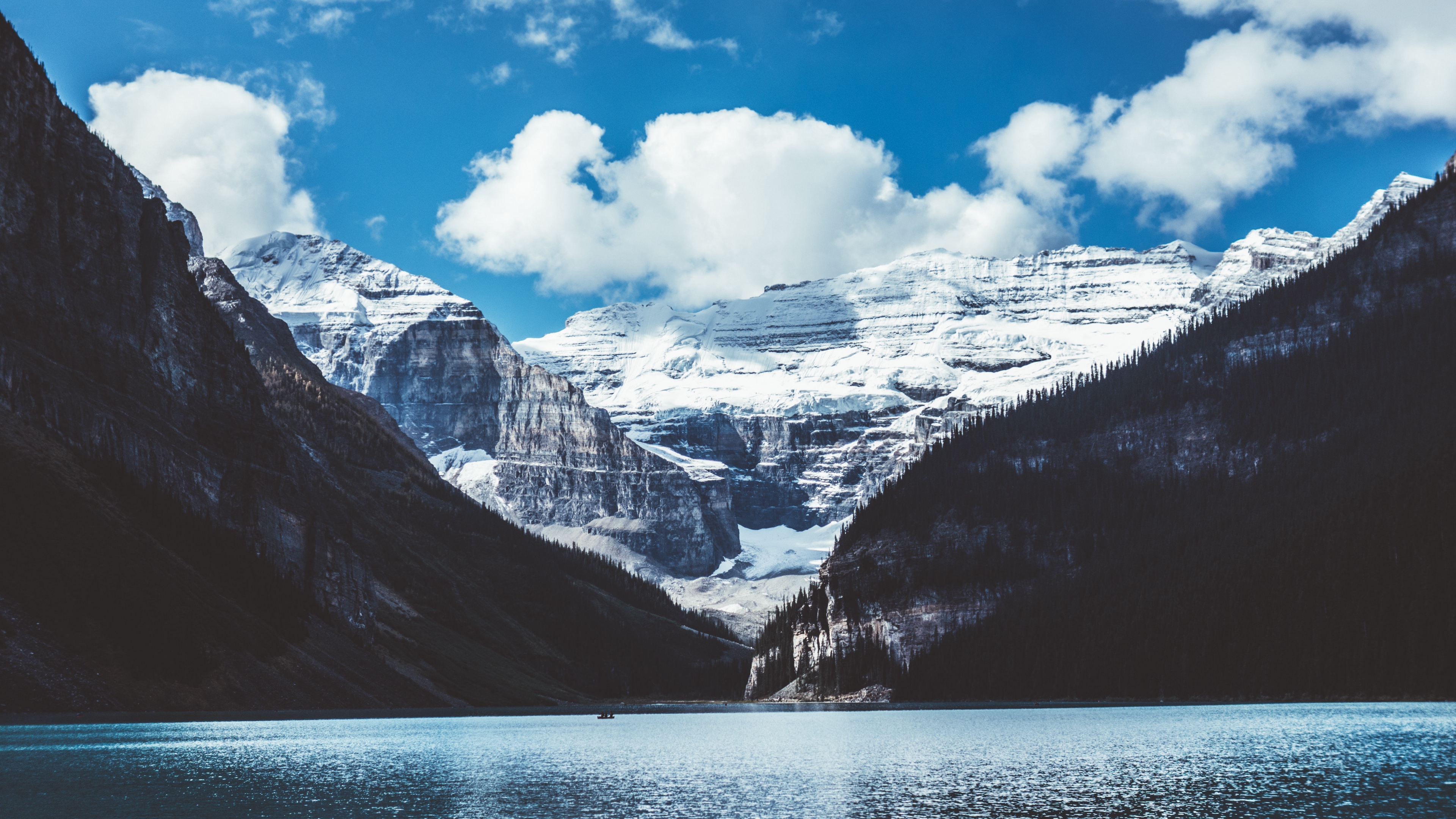 mountains lake clouds 4k 1541115100