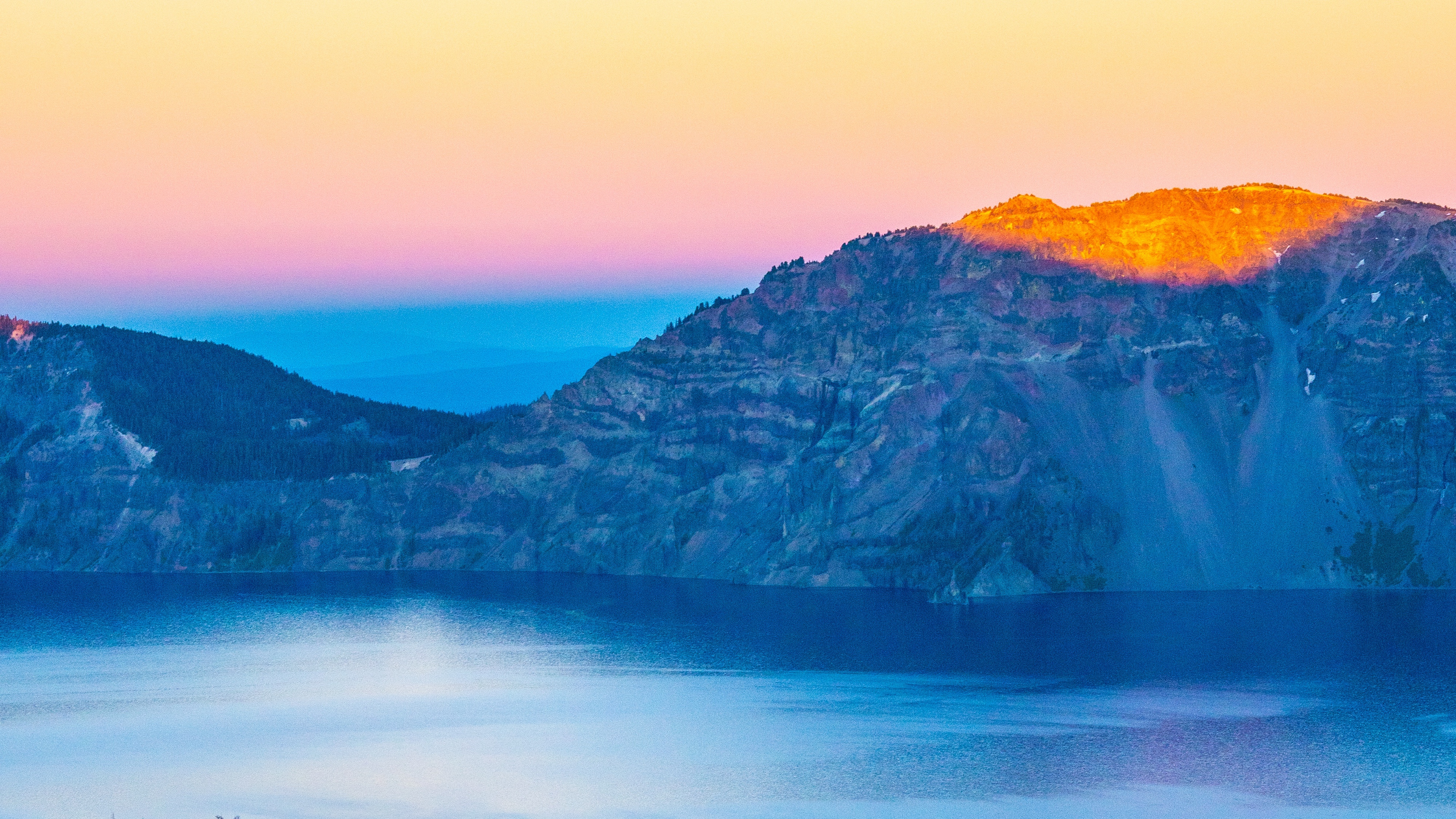 mountains lake sunset horizon crater lake national park united states 4k 1541116969