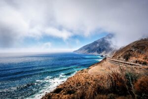 mountains ocean fog coast california bay 4k 1541116873