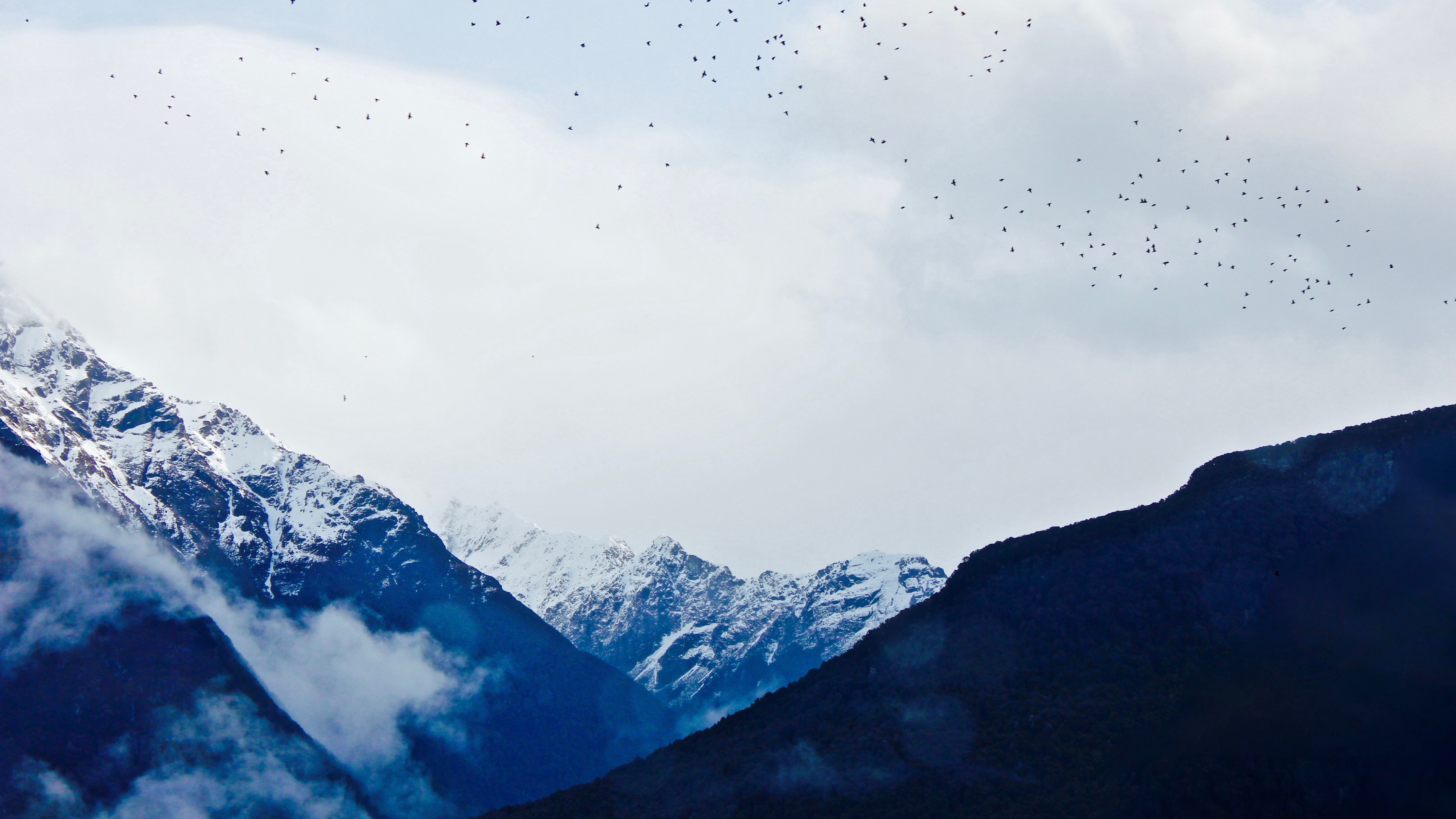 mountains sky top birds 4k 1541117877