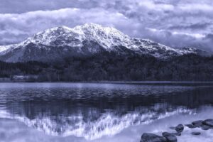 mountains stones sea scotland ben venue achray forest black and white bw 4k 1541116825