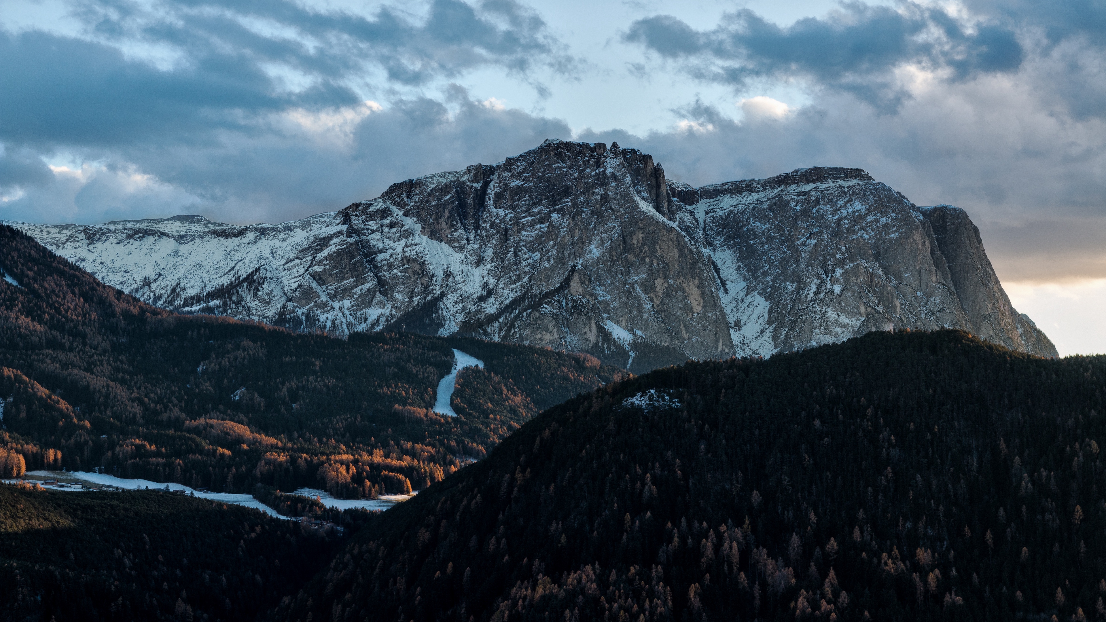 mountains top sky trees clouds 4k 1541117782