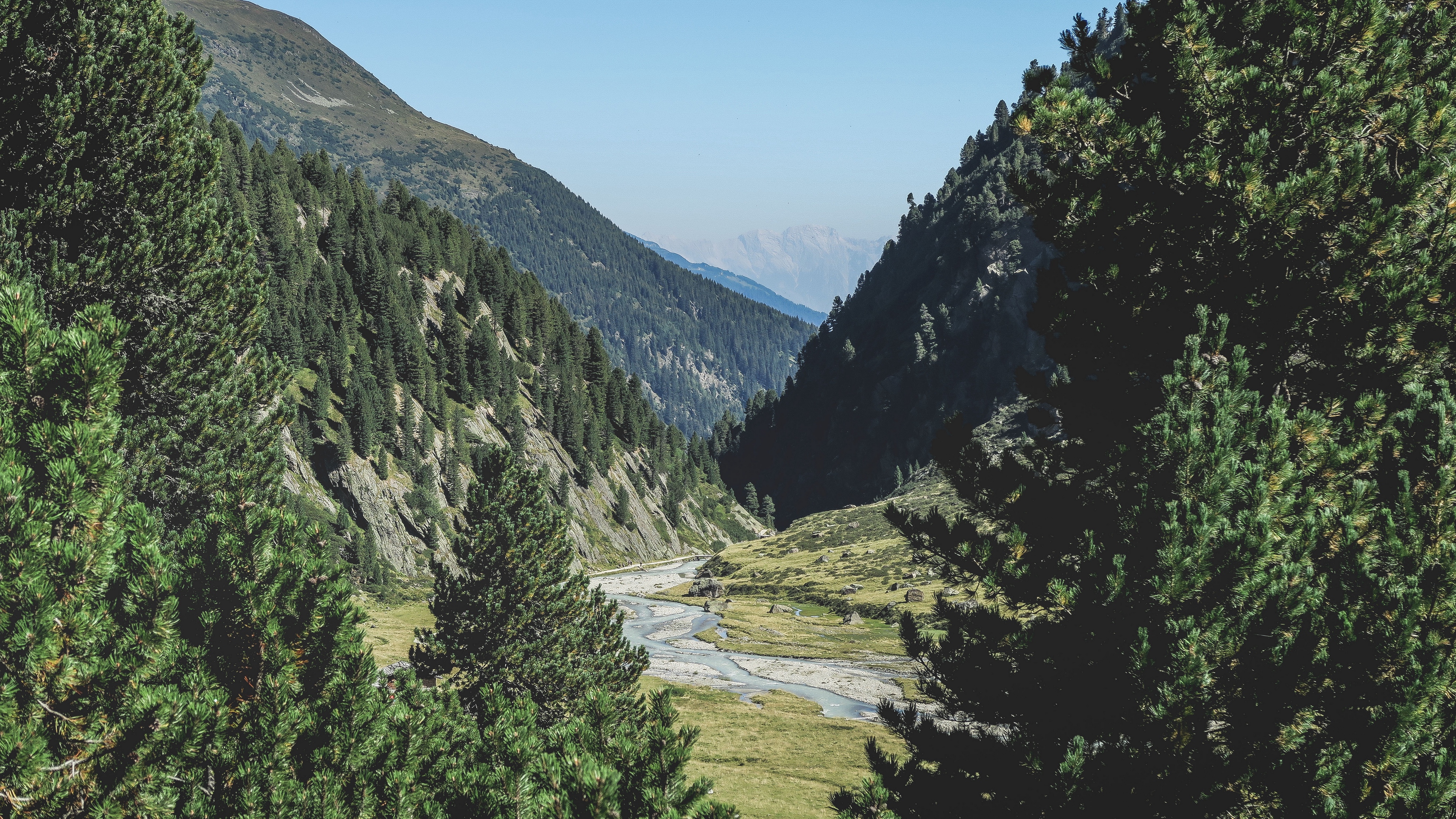 mountains trees summer grass 4k 1541116412