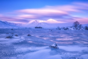 mountains winter sky pink snow blue loch lomond rannoch moor scotland 4k 1541116820