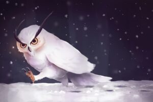 owl snow art snowfall steps 4k 1541971531