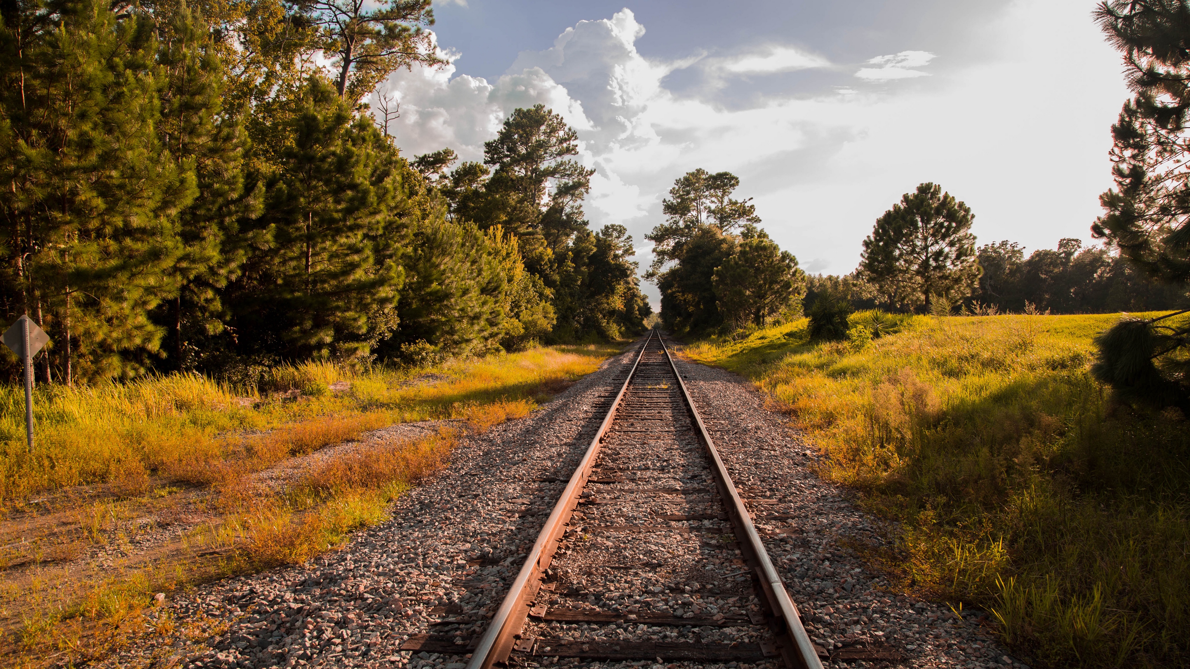 railway grass sky summer 4k 1541116130