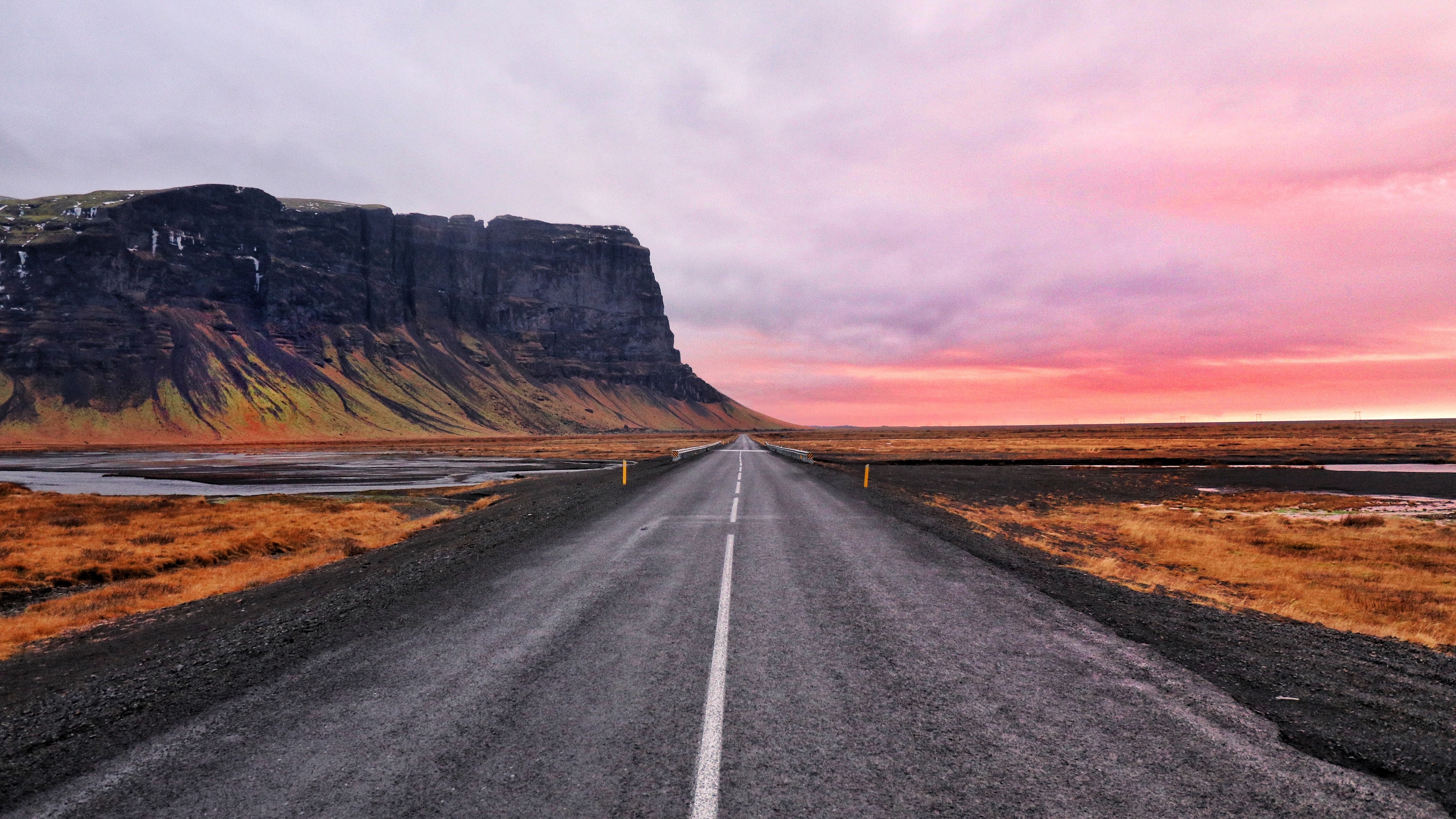 road marking sky mountains 4k 1541114590