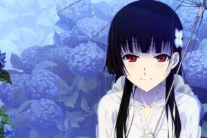 sankarea girl brunette umbrella rain 4k 1541975760