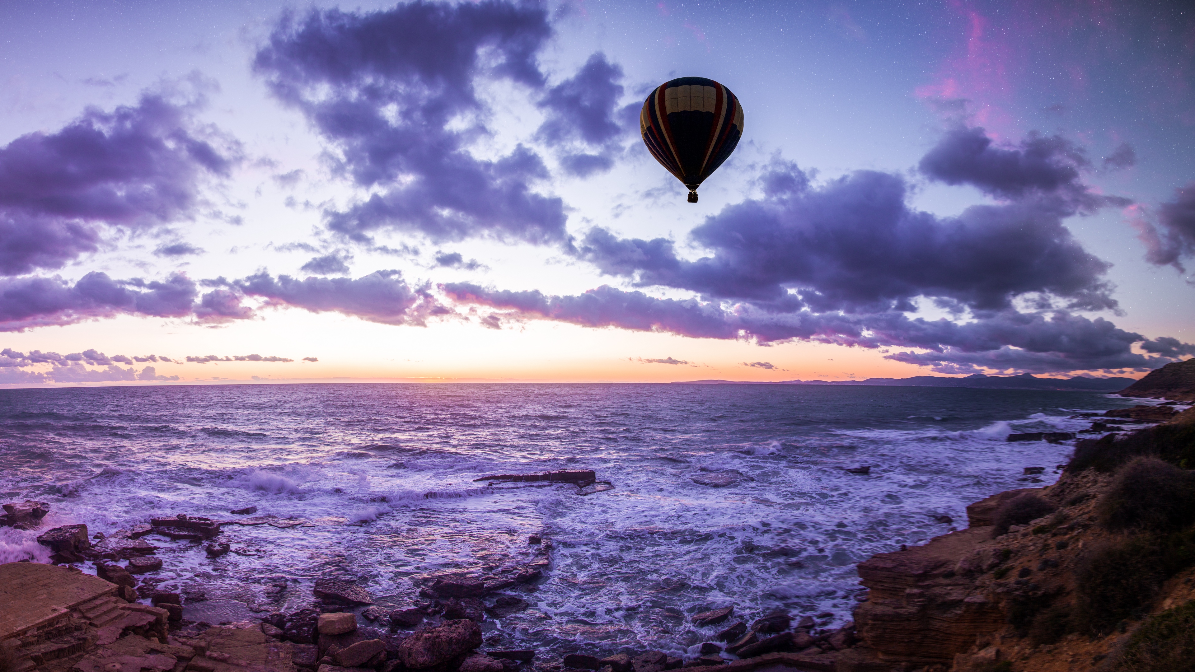 sea air balloon horizon surf 4k 1541114222