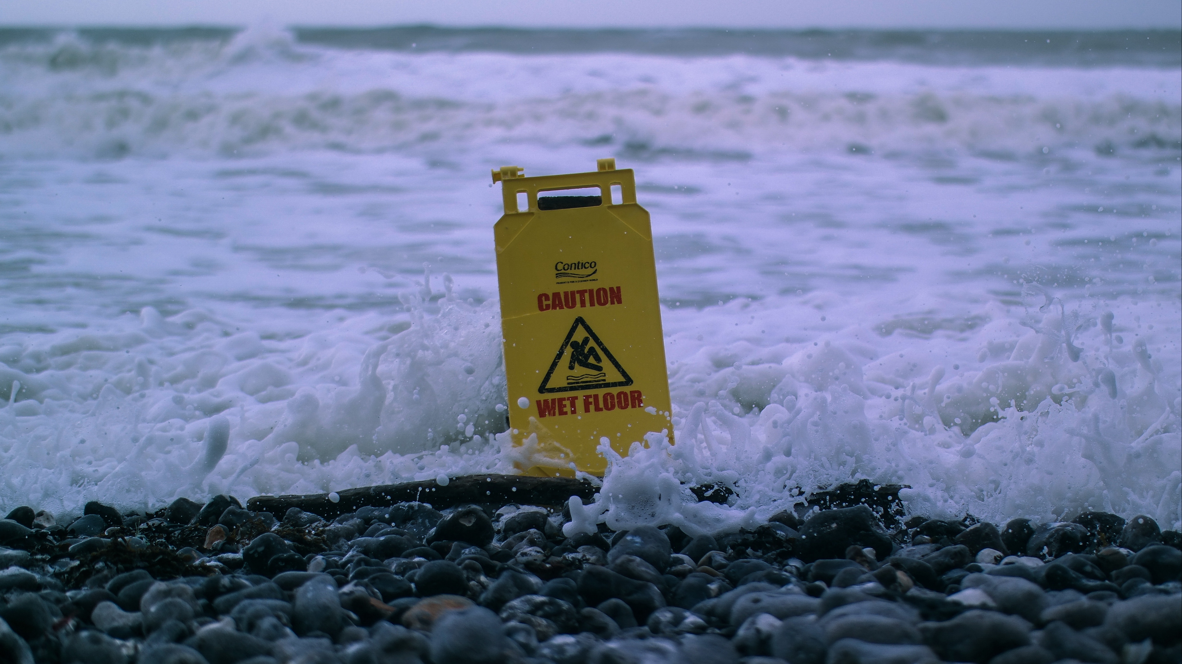 sea foam sign stones caution 4k 1541116667