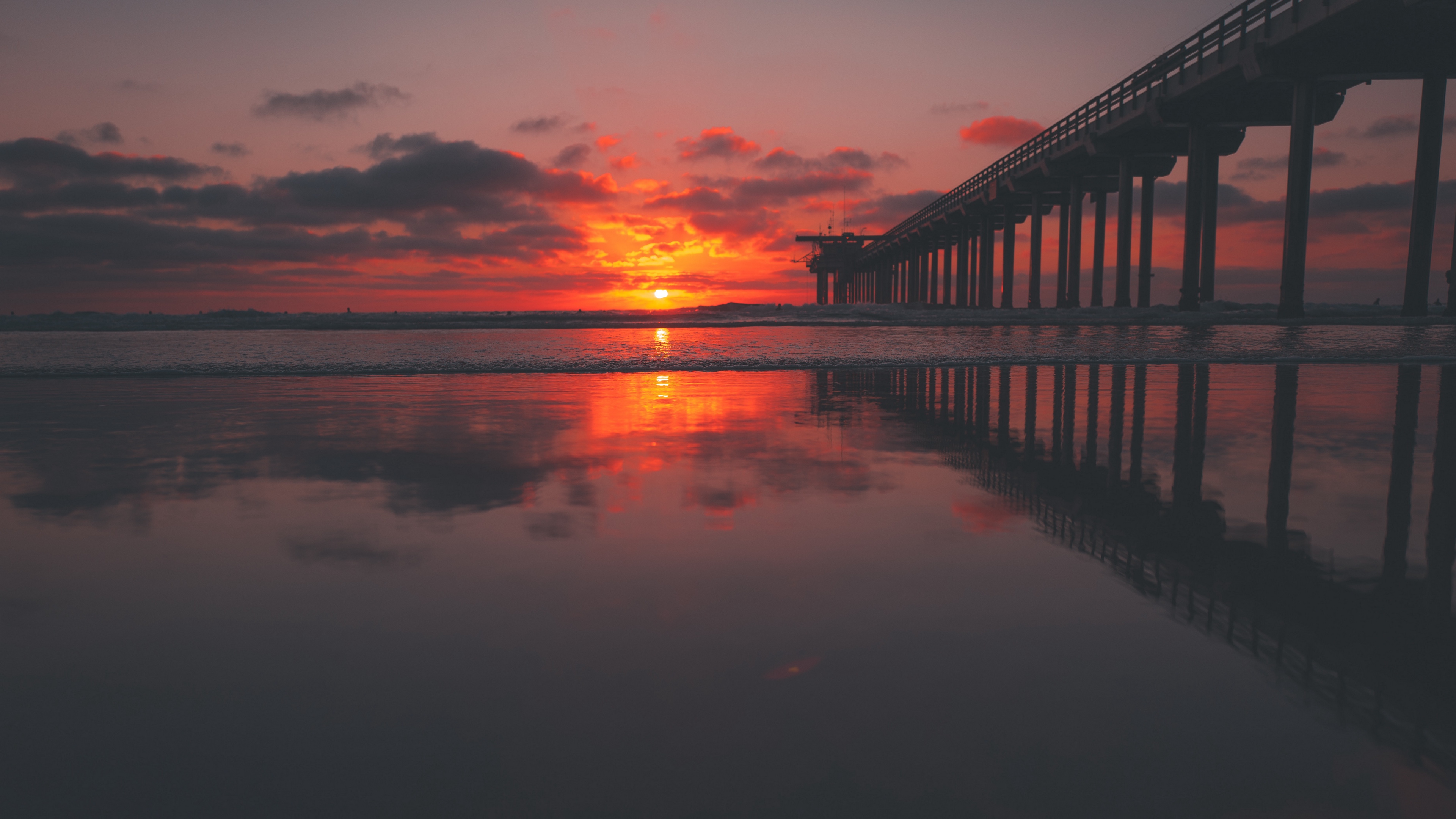 sea pier sunset sky 4k 1541115999