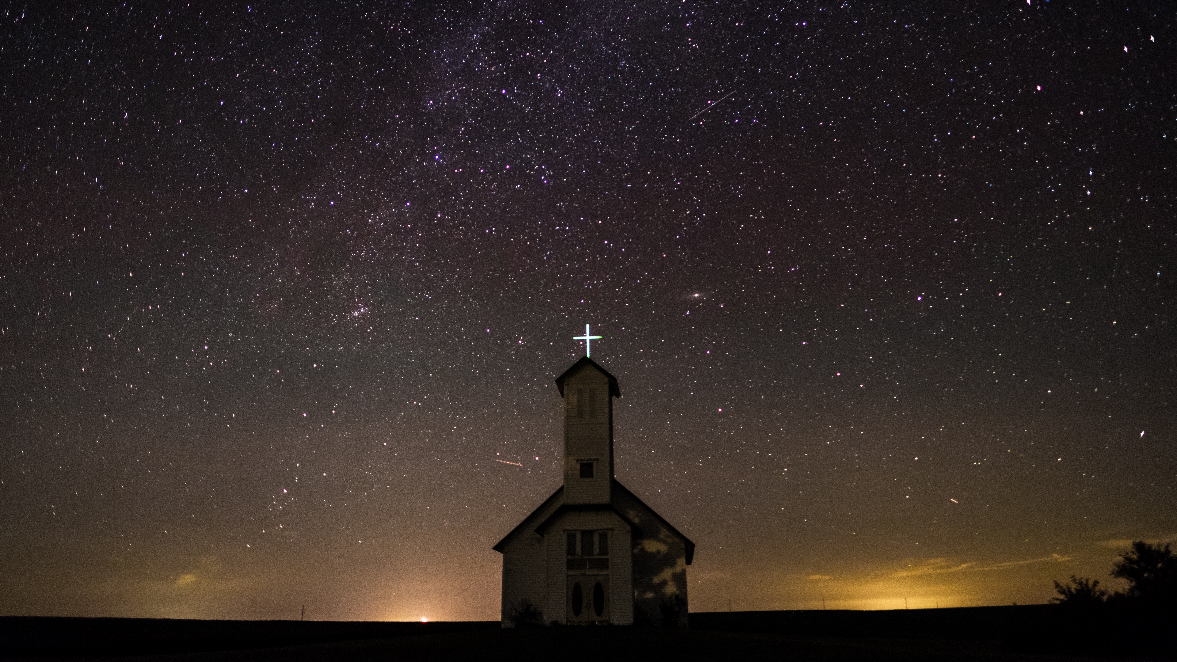 starry sky church night oakland united states 4k 1541114715