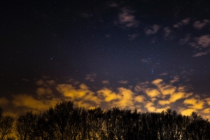 starry sky trees clouds night 4k 1541114246