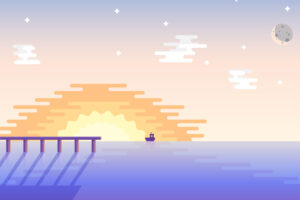 sunset boat minimal 4k 1541970822