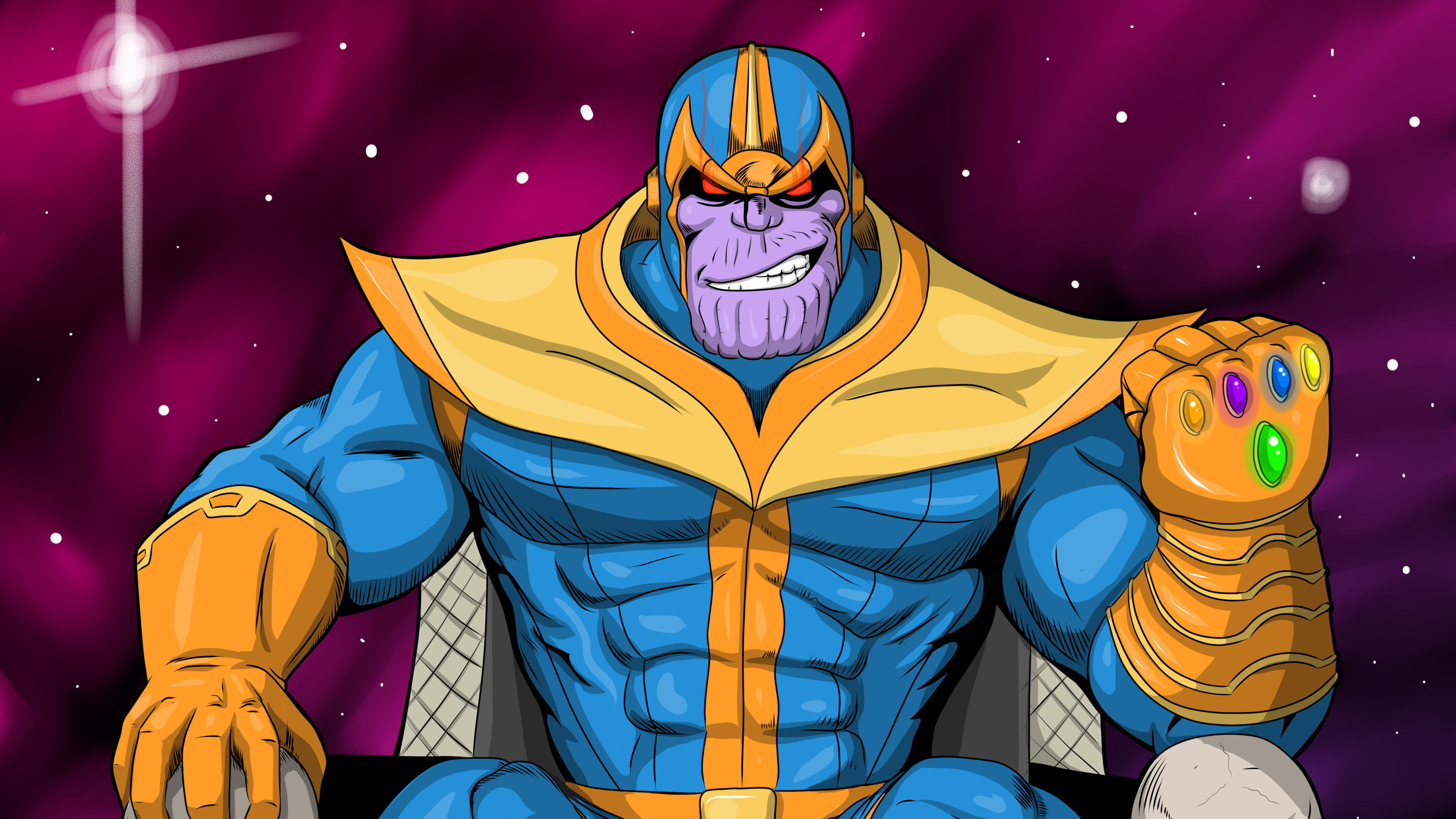 thanos comic cartoon digital art 4k 1541294446