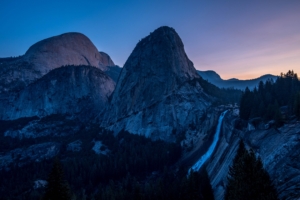 waterfall mountains evening sky trees 4k 1541114654