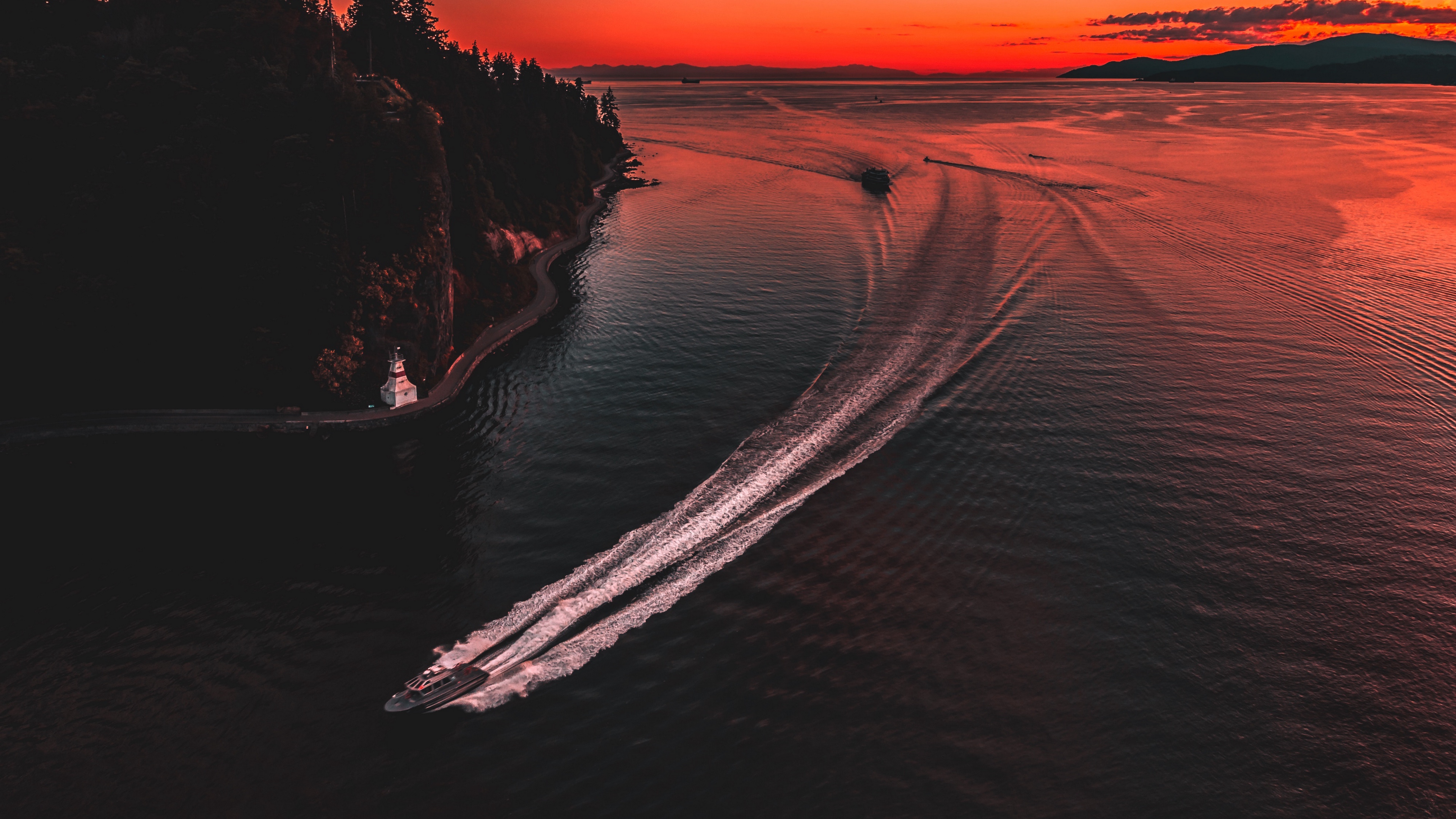 yacht sea sunset skyline sky vancouver canada 4k 1541114231