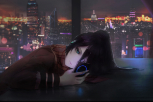 anime girl using phone 4k 1546277646