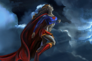 supergirl in the air 4k art 1544923148