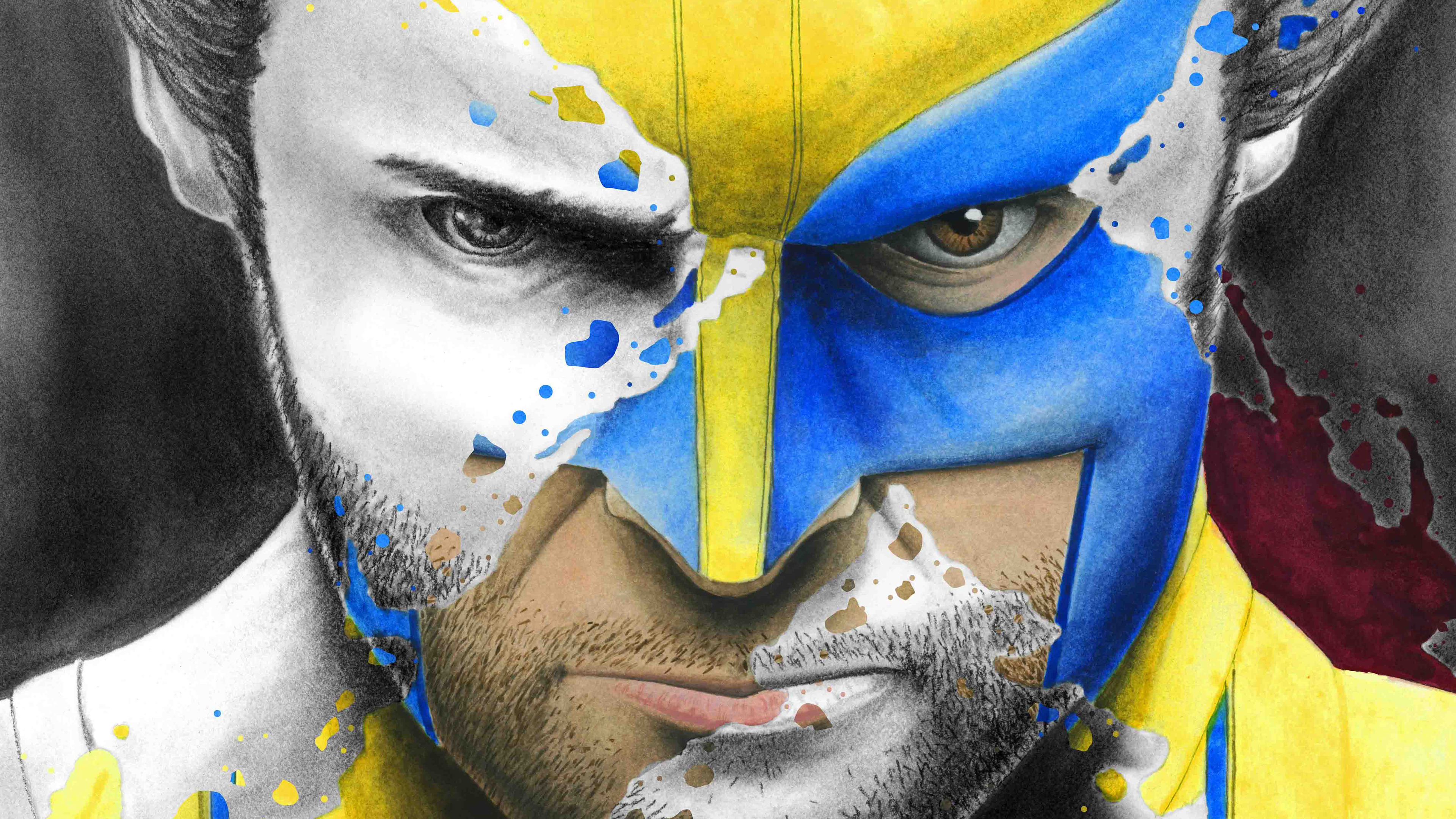 wolverine splatter portrait 4k 1546276248