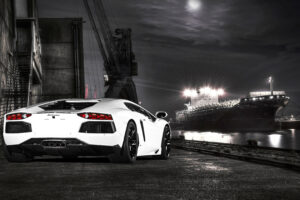 white lamborghini aventador rear 4k 1546361645