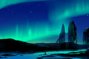 aurora borealis town 4k 1551642871