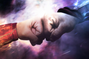 captain marvel and thor fist 4k 1553072046