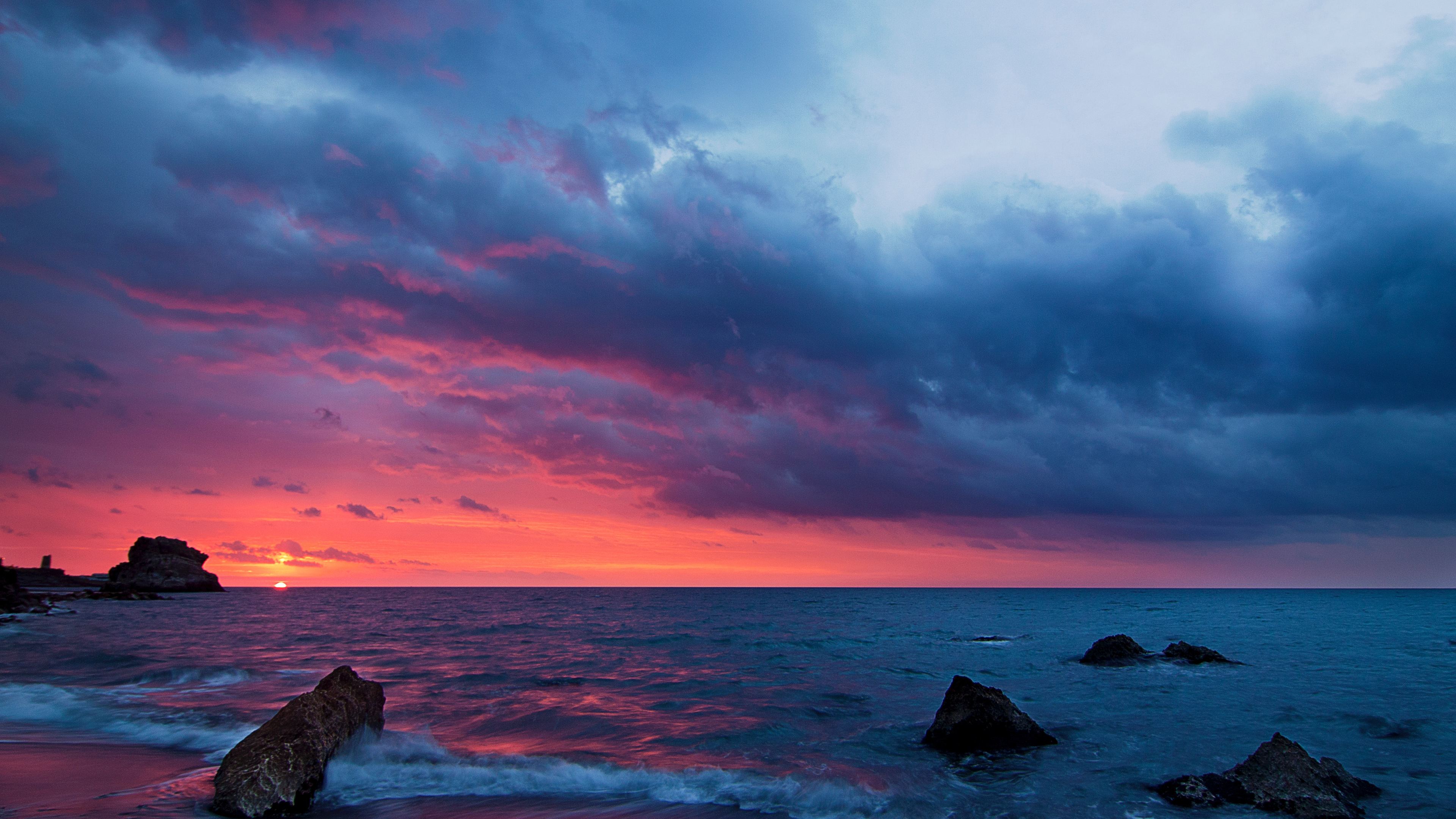 cloudscape dramatic sky coast 4k 1551643547