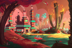 colorful factory concept art spaceship planet 4k 1551641878