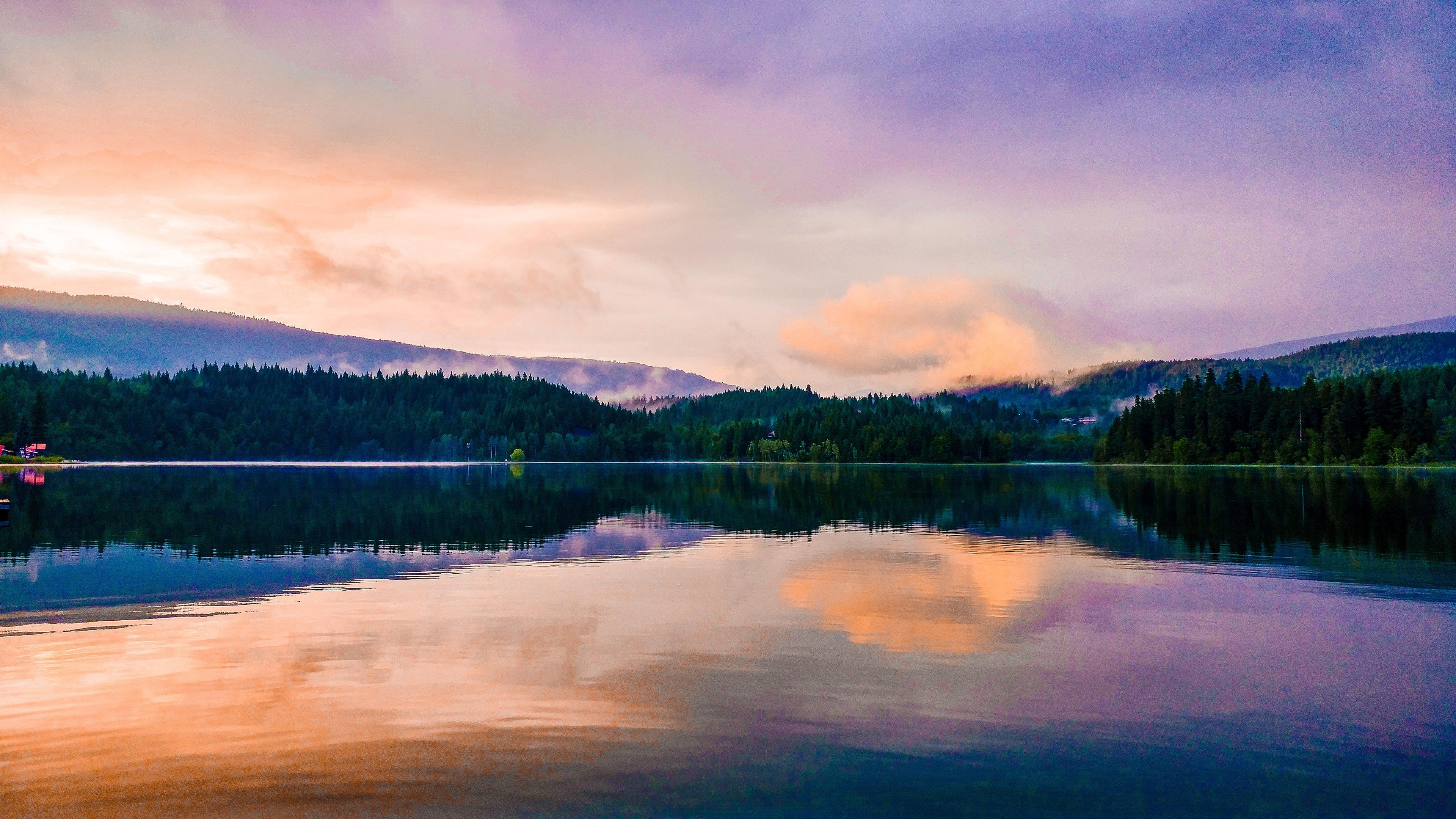 mirror lake reflection sunset scenic 4k 1551643684