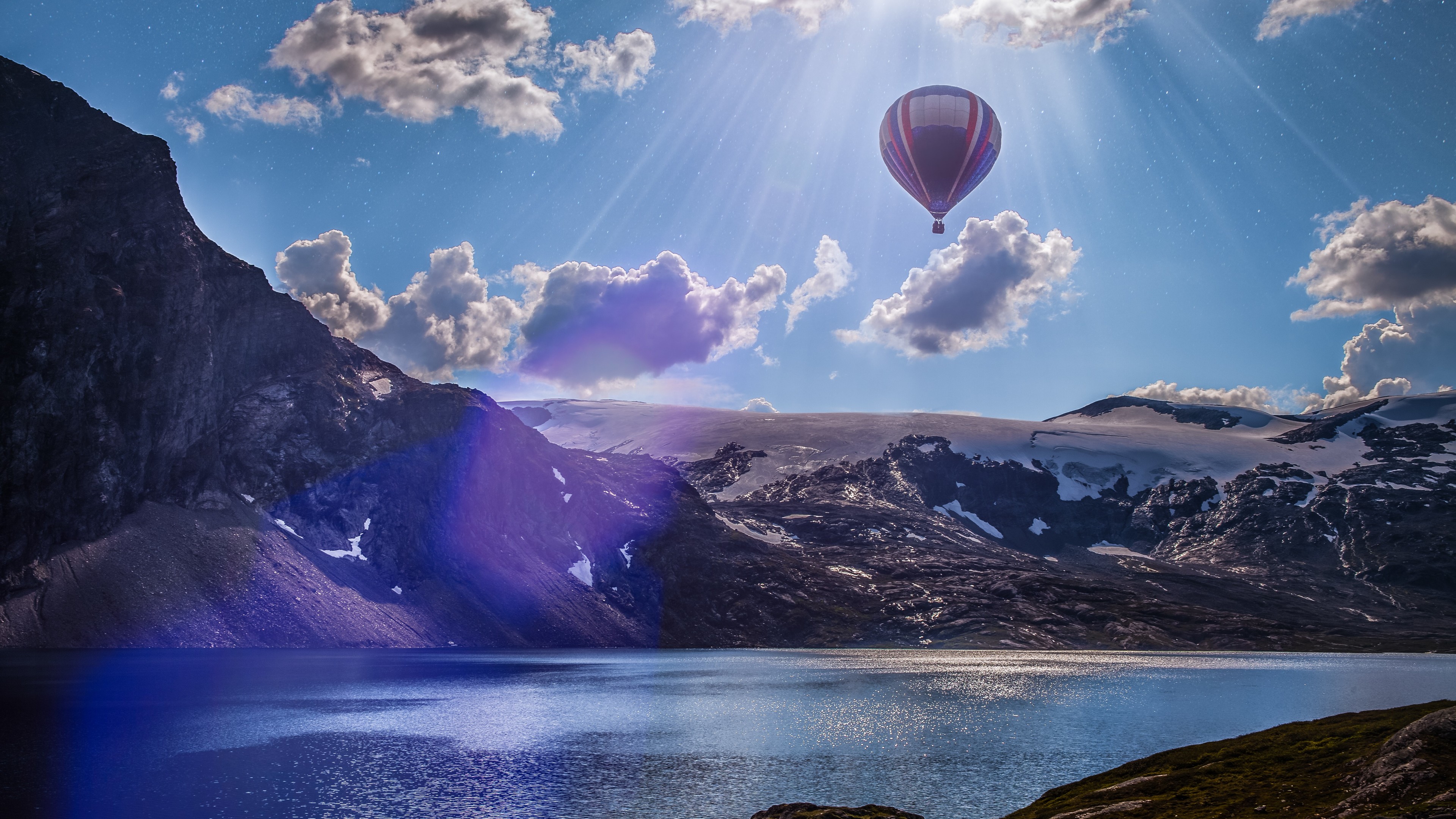 norway lake landscape air balloon 4k 1551643946