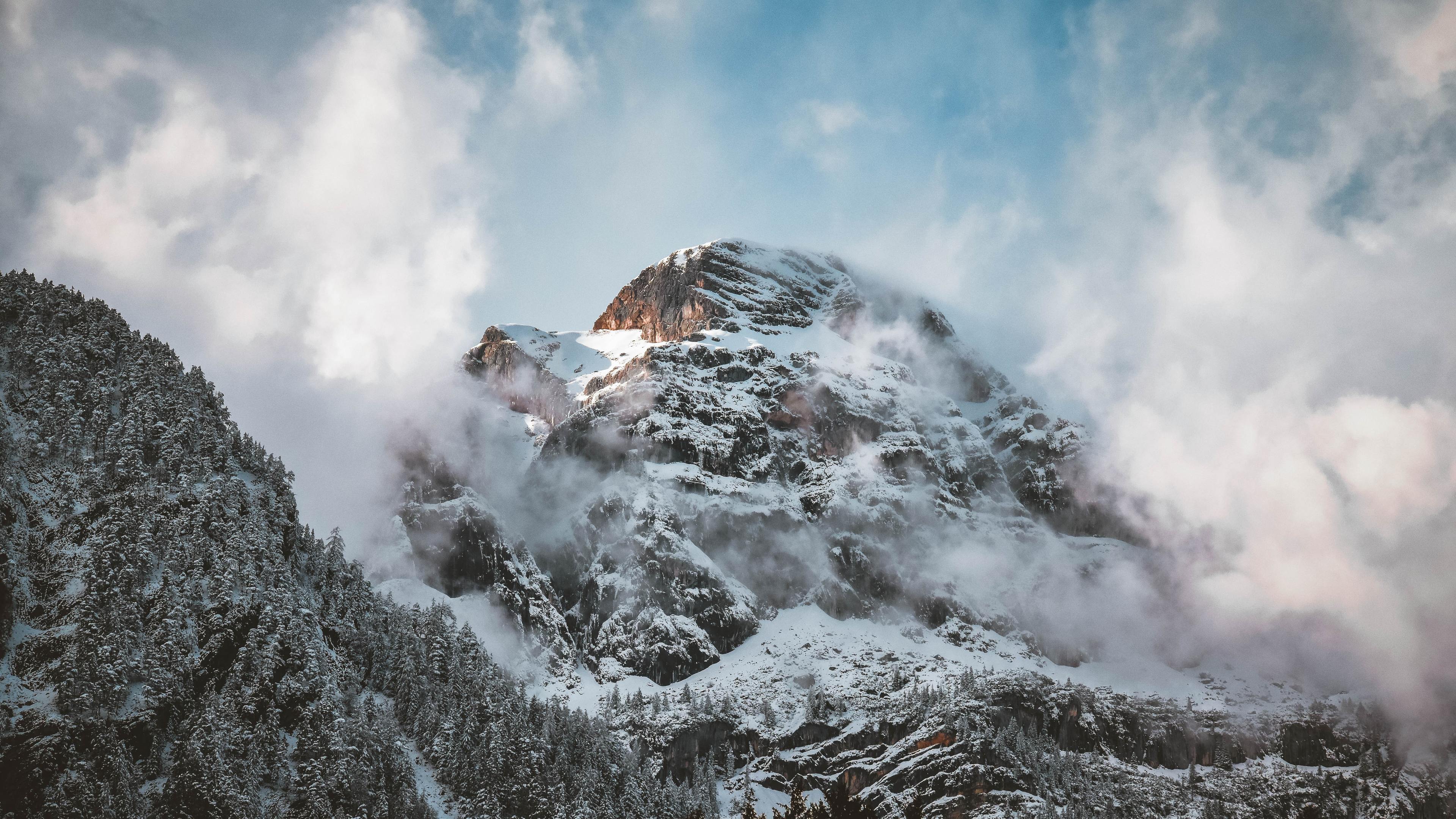 snow covered mountain peak 4k 1551644505