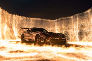 sports car on fire 4k 1553075546