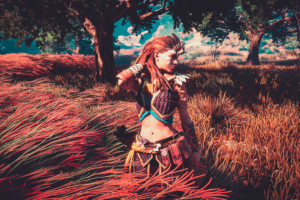 aloy horizon zero dawn 4k beautiful flower 1554244400