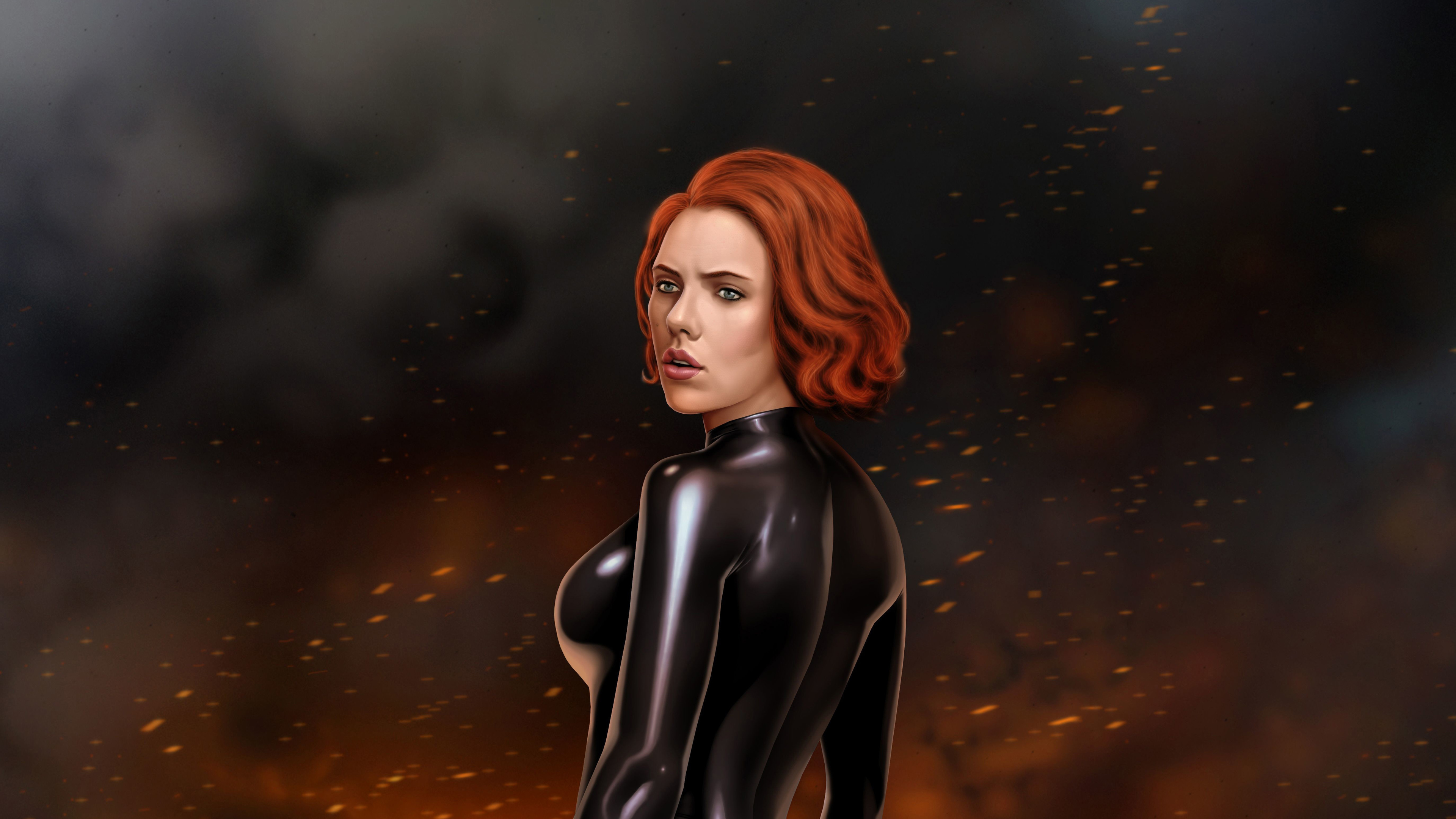 black widow digital artwork 4k 1555206628