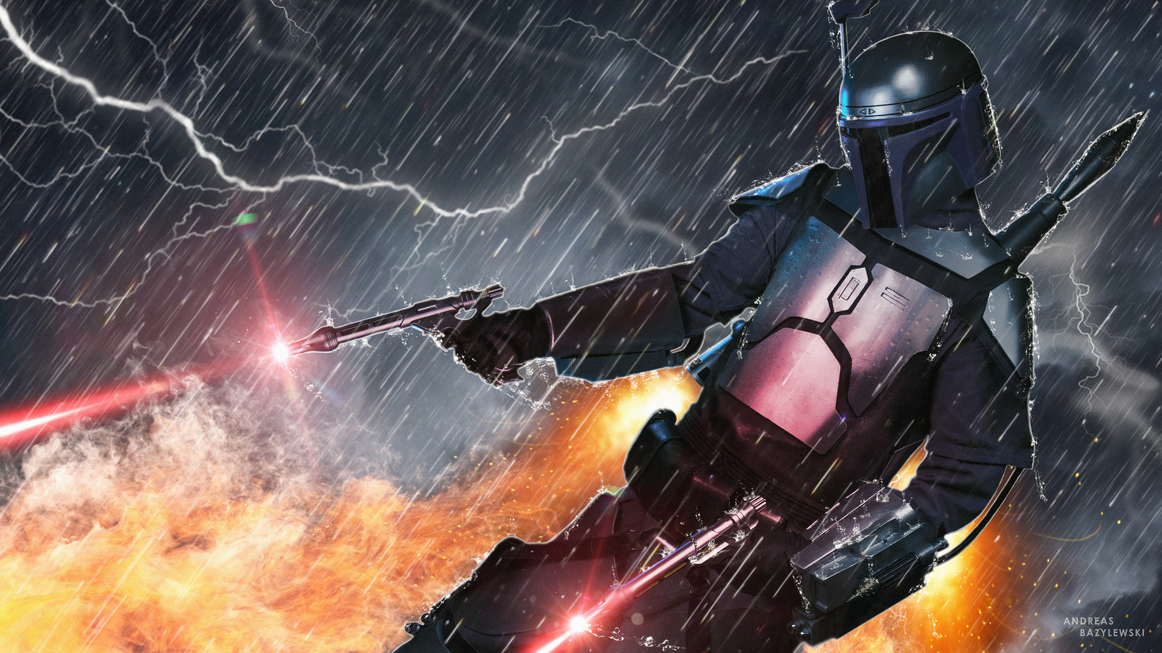 Jango Fett Jetpack Action 4k star wars wallpapers, hd-wallpapers