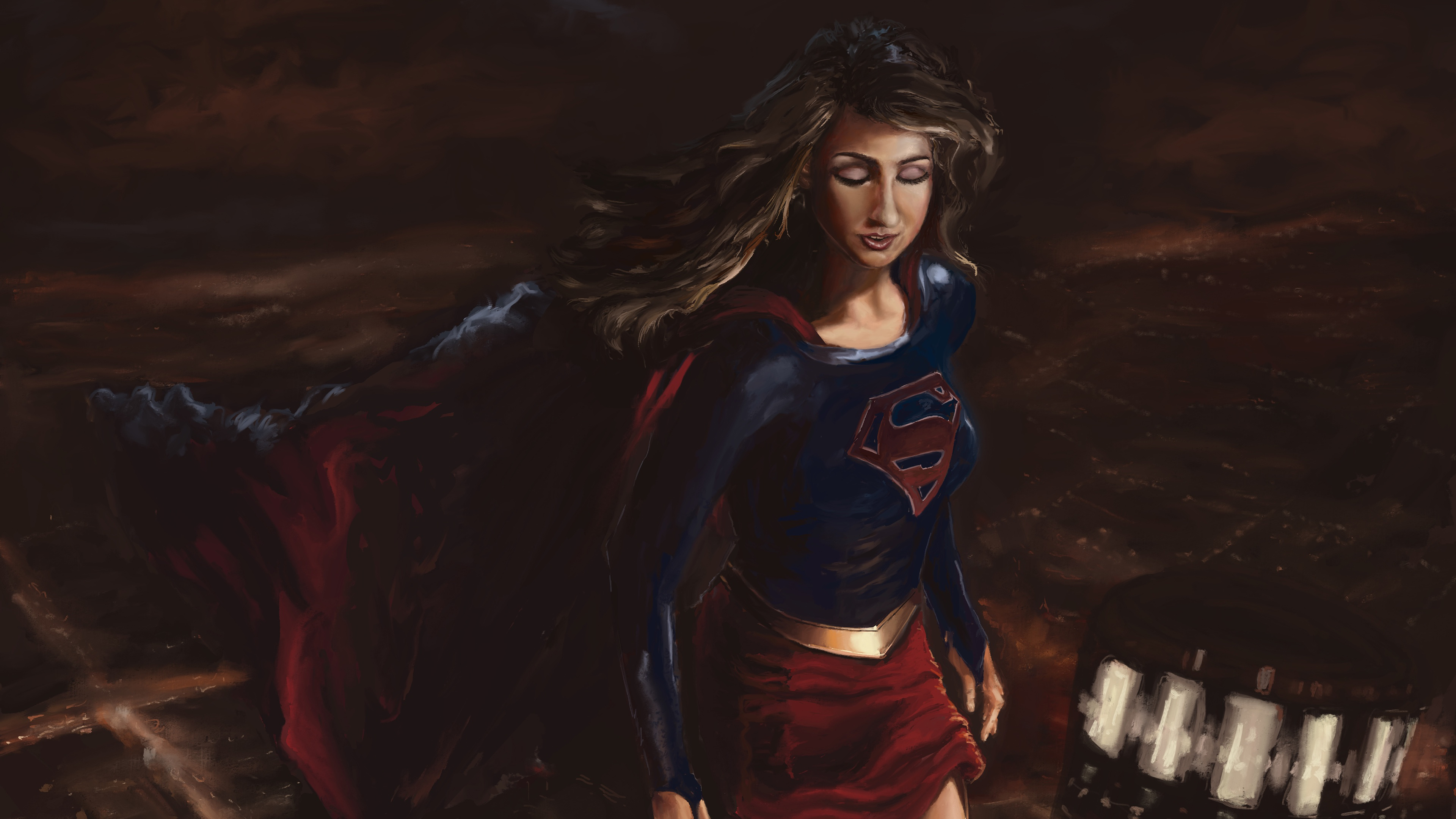 supergirl paint artwork 4k 1557260274