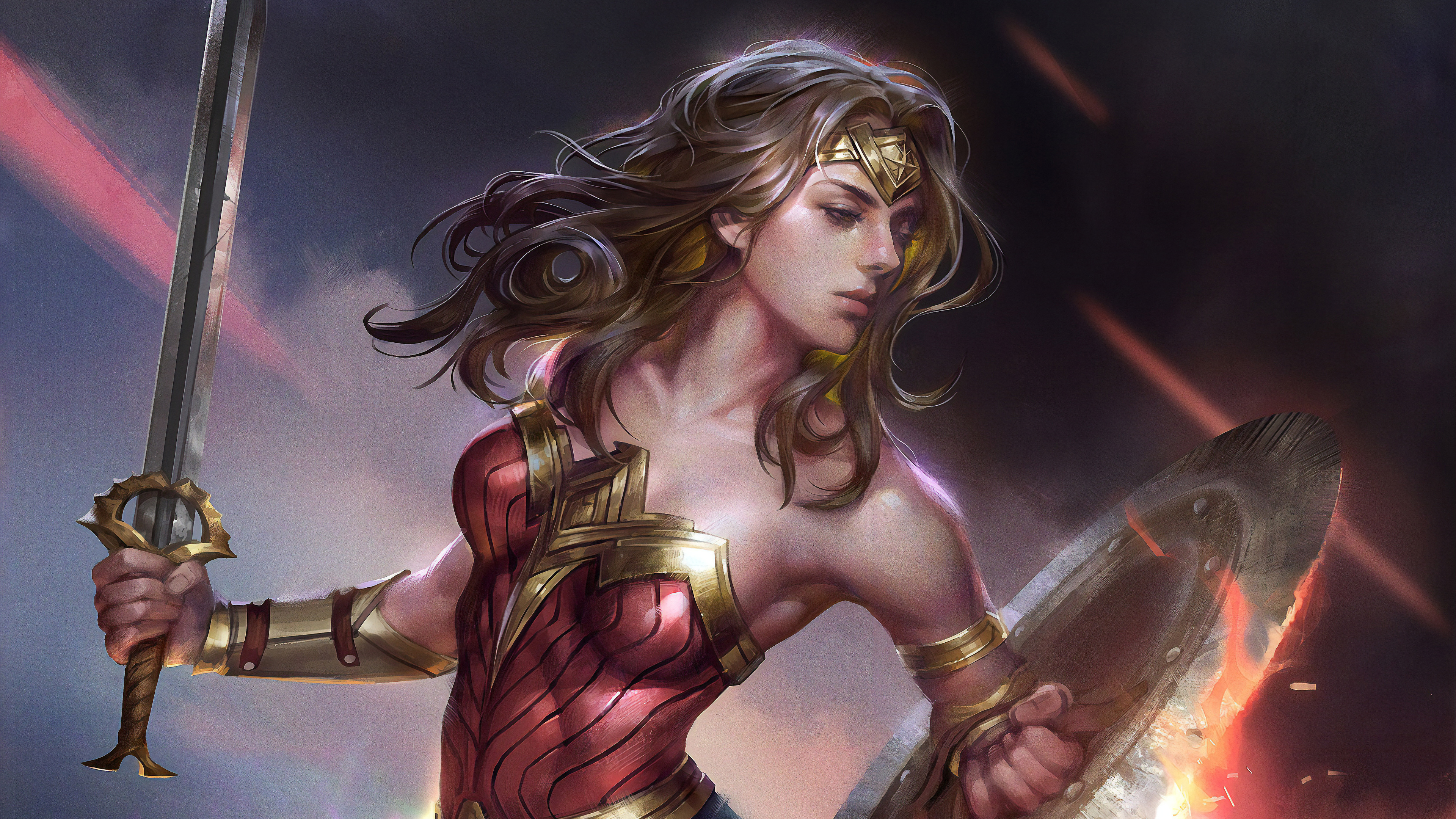 Женщина воин. Диана Амазонка. Wonder woman меч. Художник Jeremy chong. Девушка воин фэнтези.