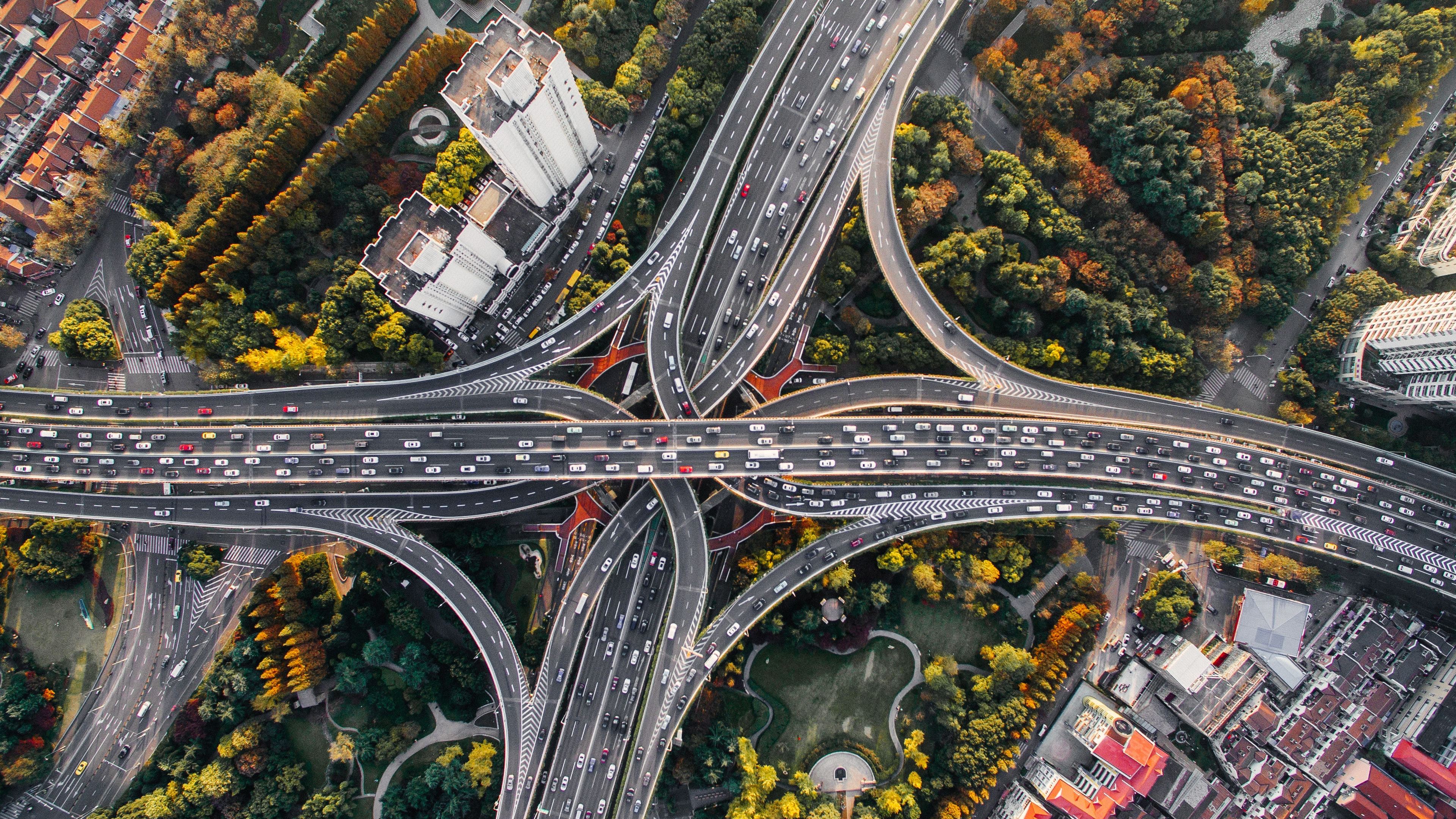 shanghai cross bridge china aerial view 4k 1560535781