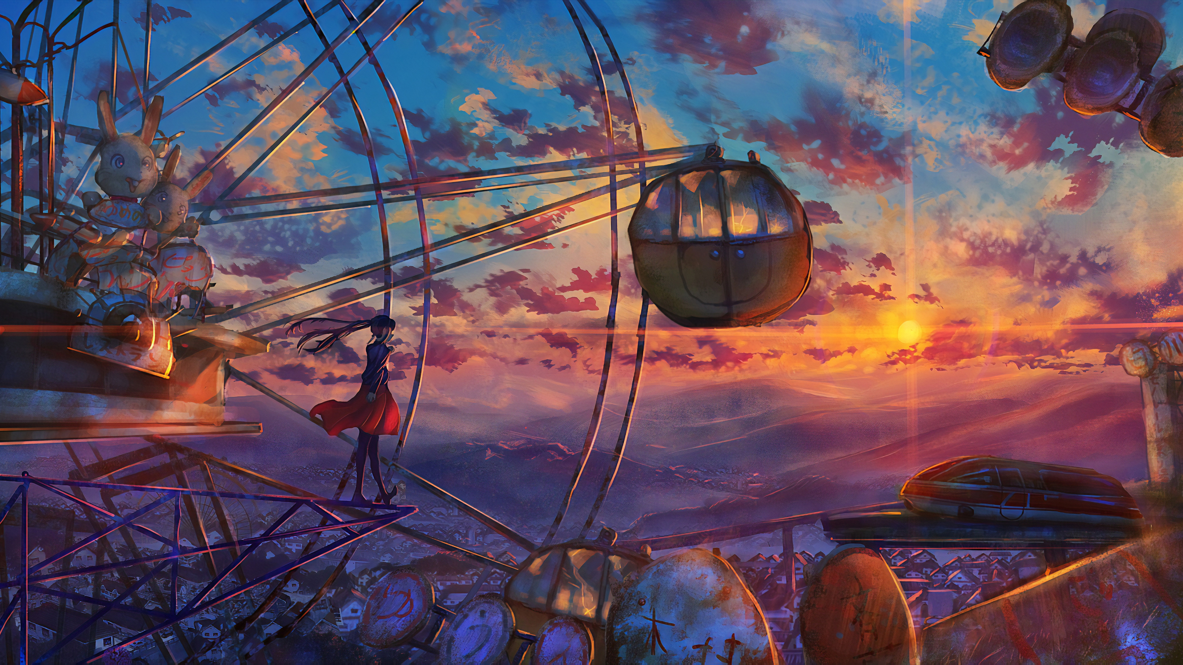 Anime Ferris Wheel Painting hd-wallpapers, ferris wheel wallpapers