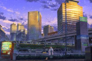 anime girl cityscape cats 1563222678