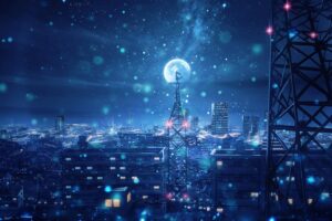 blue night big moon anime scenery 1563222526