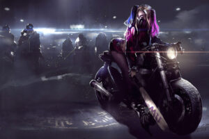 harley quinn on bike 1570394432