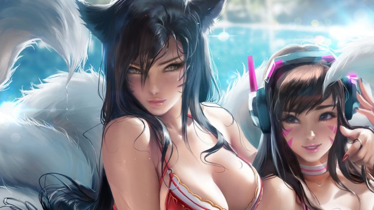 Ahri Lol D Va Overwatch Girls Wallpaper K